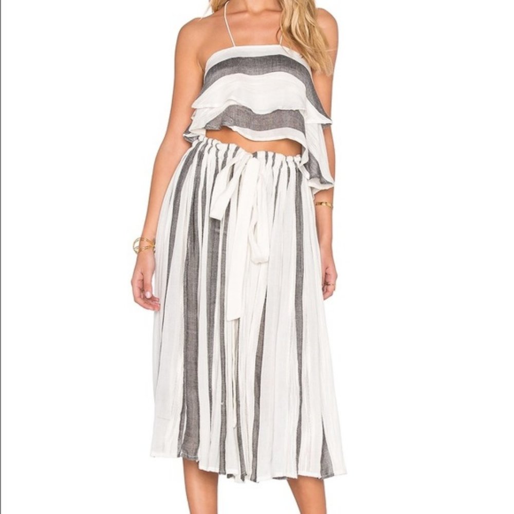 Free People Lily Stripe Gauzy A-line Midi Skirt M - Picture 2 of 7